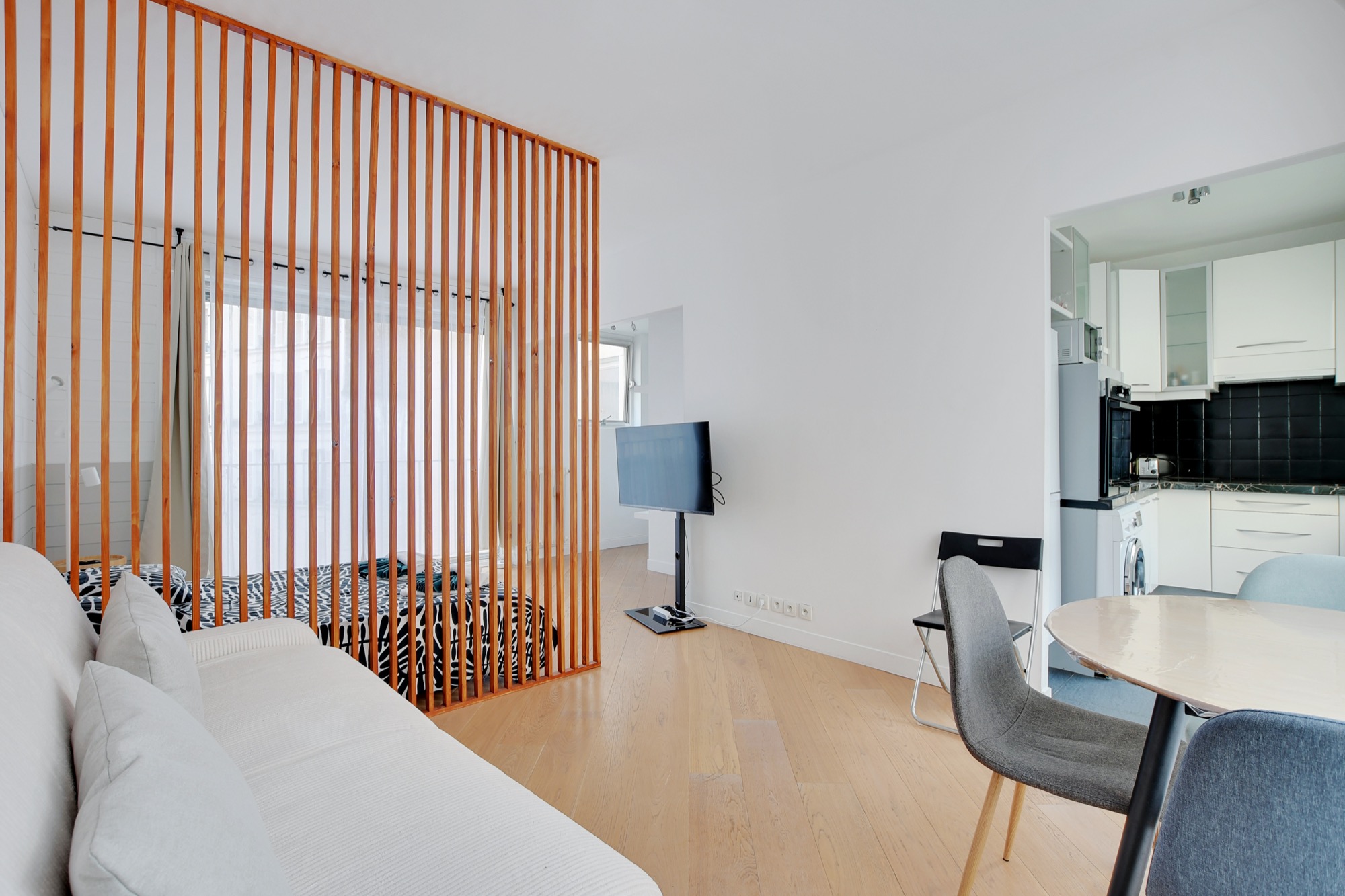 Open space living and bedroom